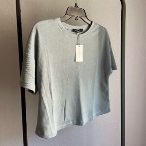 Blue Grey Waffle Crop Top
